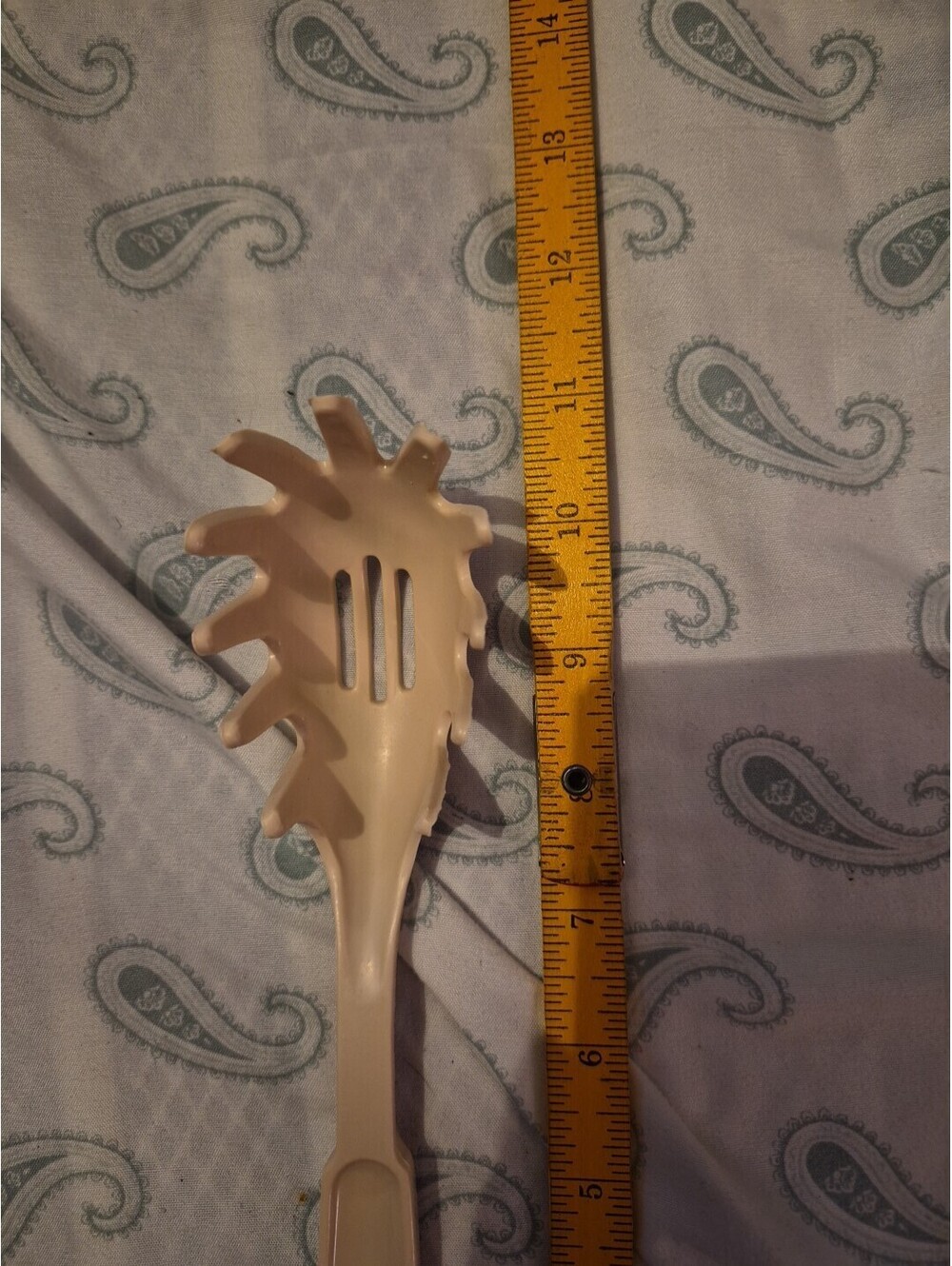 Vintage Ecko Slotted Pasta Spaghetti Spoon Fork Off White Made In USA 10.5"